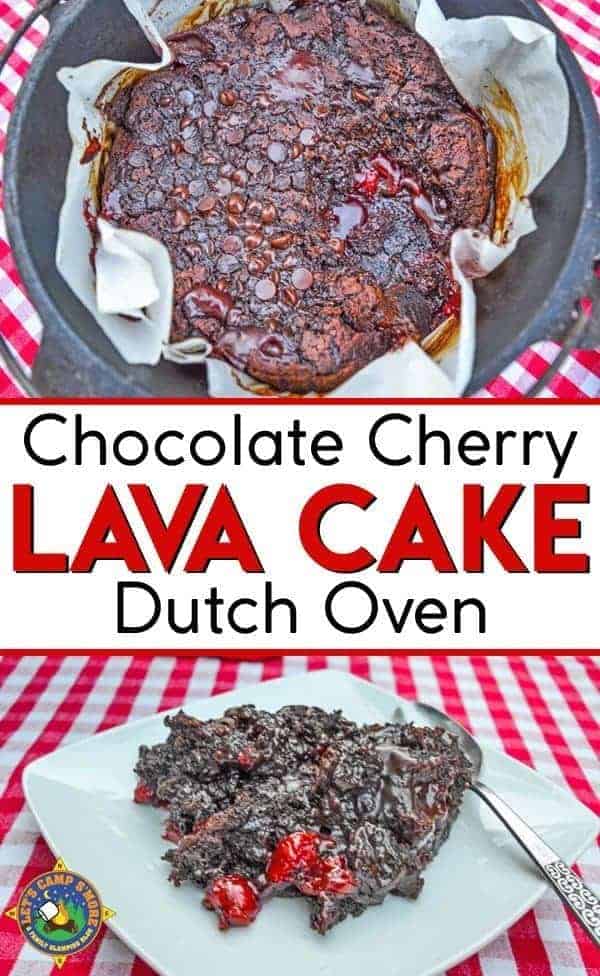photo collage of Dutch Oven Chocolate Cherry Lava Cake 