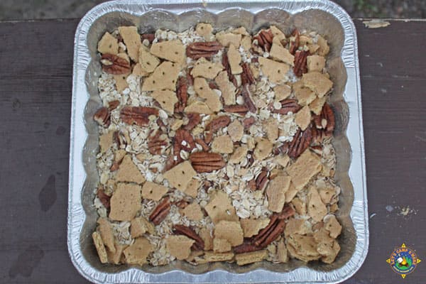 dry ingredients mixed in a foil pan
