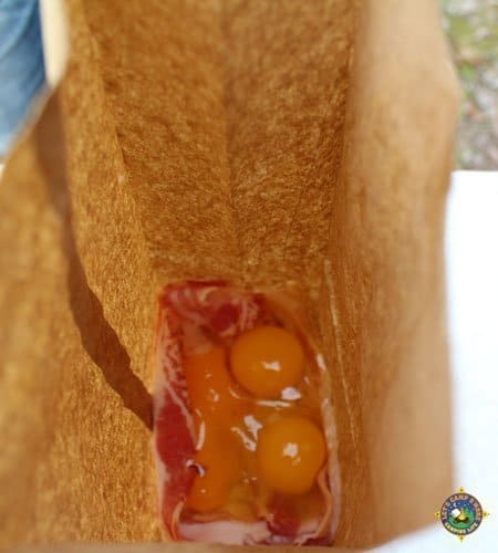 bacon and eggs in a bag