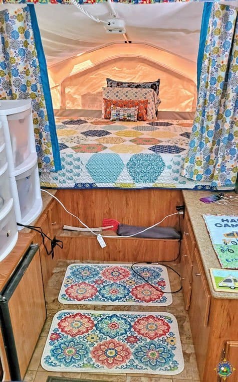 interior of a pop up camper