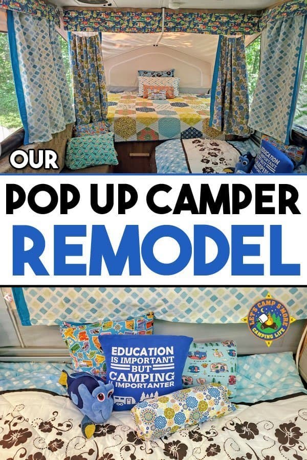collage of pop-up camper remodel