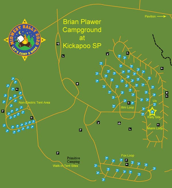 Midwest Camping Rally June 5-7, 2020 at Kickapoo SP in Illinois