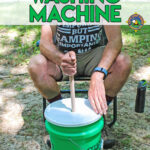 DIY washing machine for camping with text