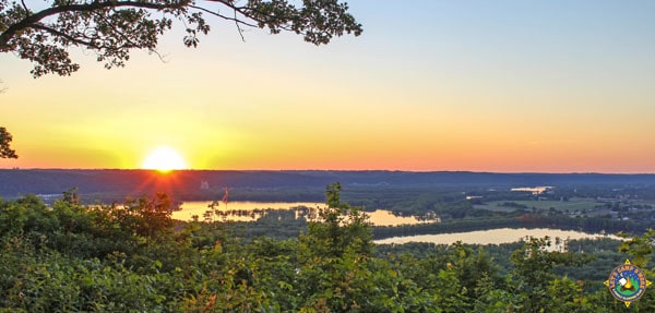 sunset seen from the ridge at Wyalusing State Park Campground