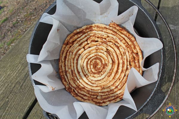 Dutch Oven Cinnamon Roll