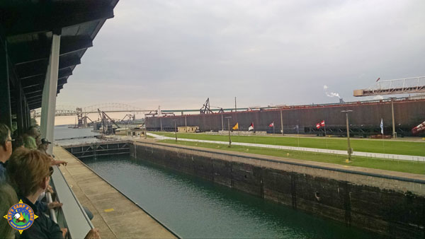 view of the Soo Locks from viewing platform