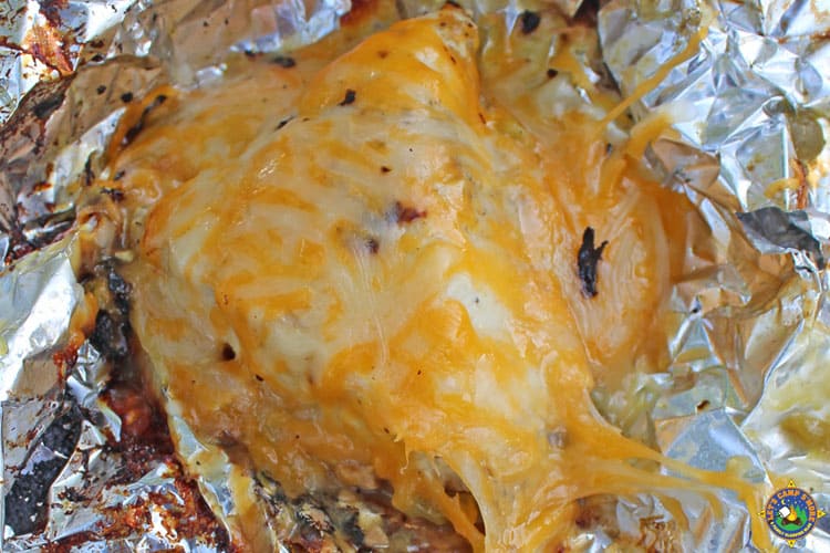 Green Chile Chicken with Cheese Foil Packet Camping Recipe