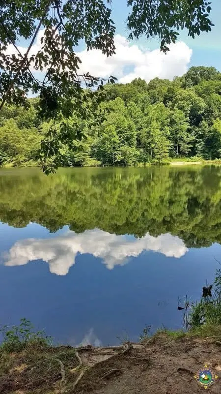 Lake reflection near Old Man's Cave Campground