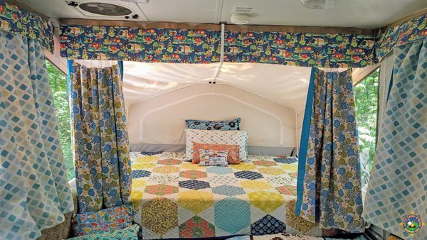 updated decor in a  pop up camper