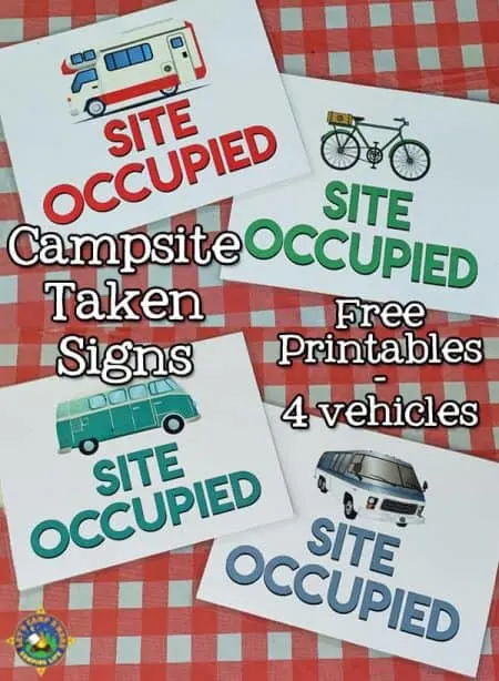4 site occupied signs for camping