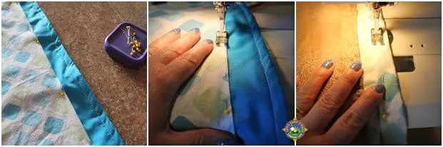 collage of curtains being sewn