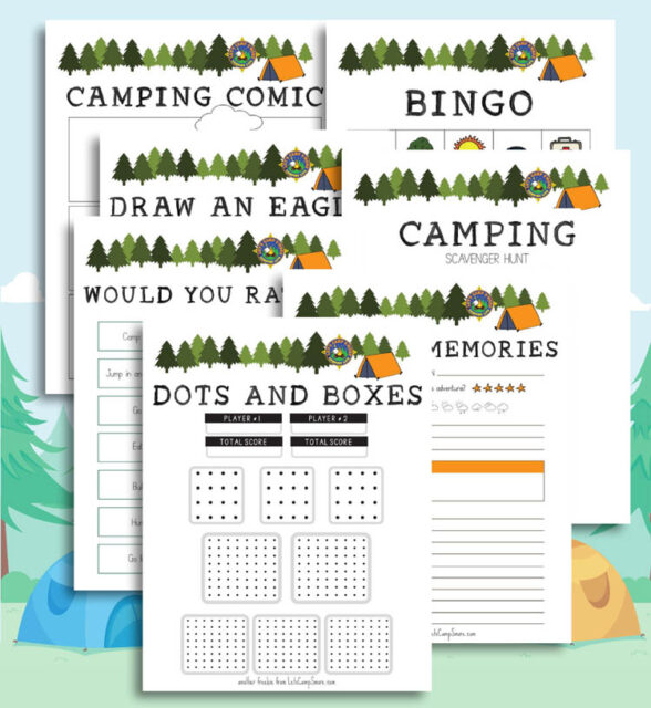 Kids Camping Activity Set Free Printable - 10 Pages of Fun