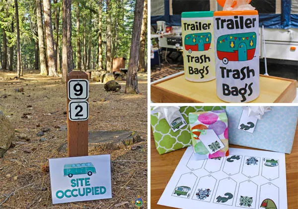 collage of free camping printables