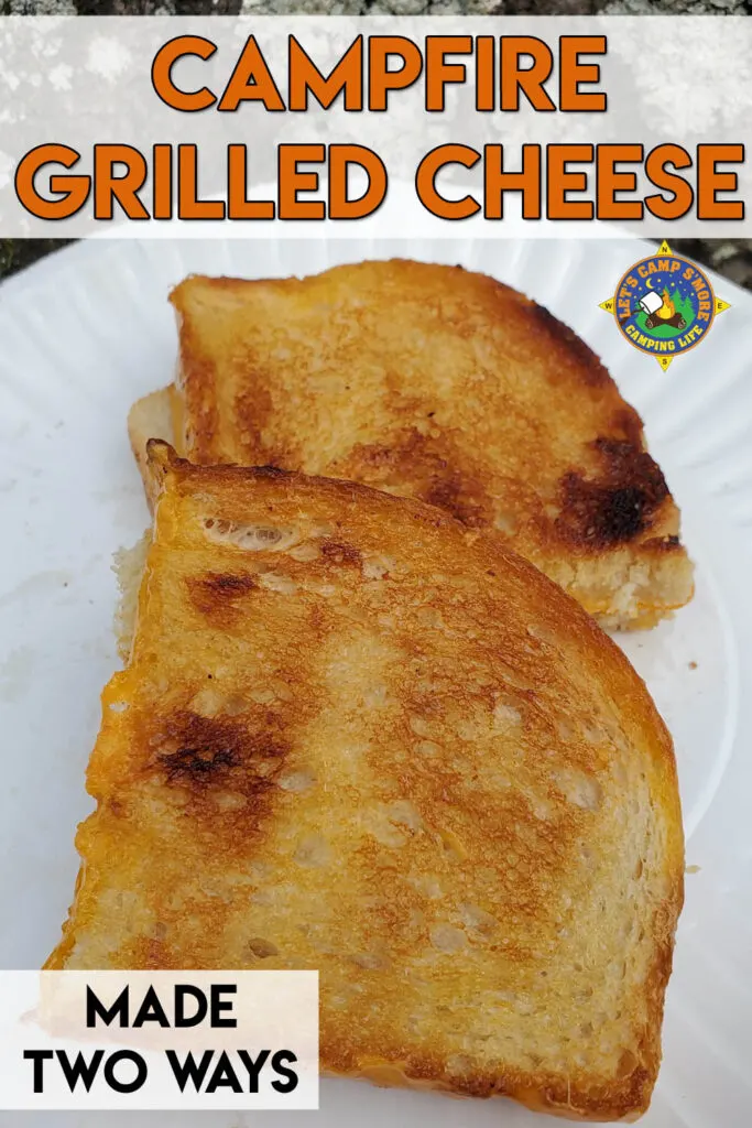 close up of 2 cast iron grilled cheese sandwiches