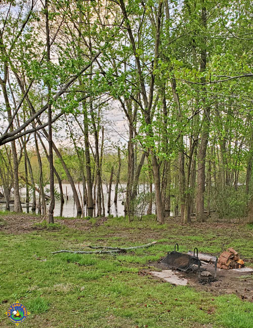 campfire pit near a lake