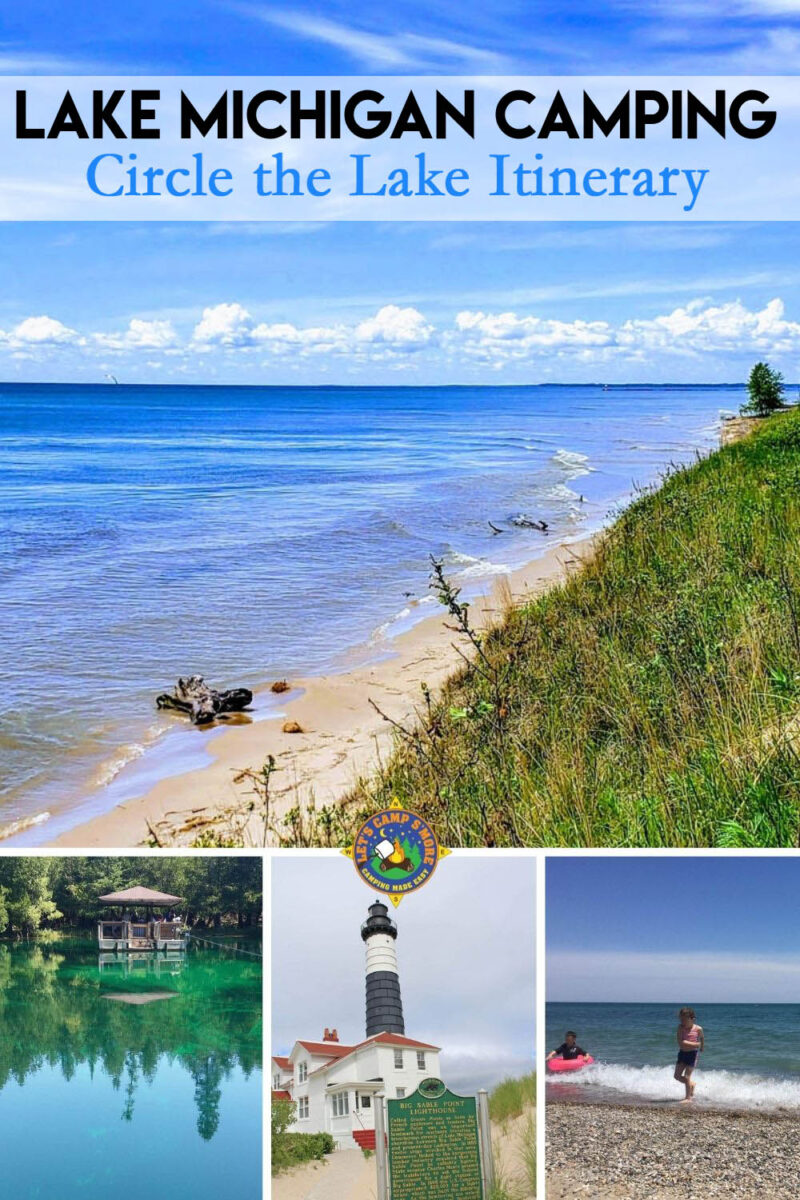 collage of images of a Camping Trip around Lake Michigan with Itinerary