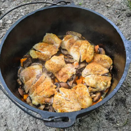 chicken thighs in a Dutch oven