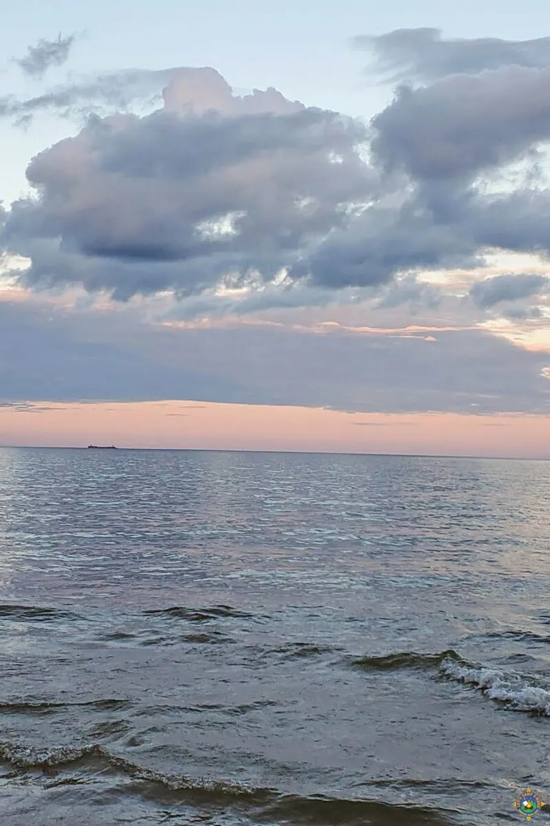 a freighter out in the middle of Lake Michigan