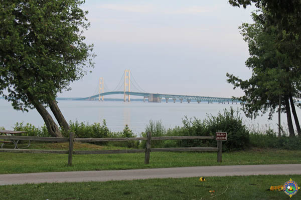 view of the Mackinac Bridge from Straights State Park