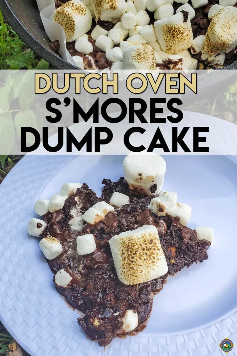 Dutch Oven S'more Dump Cake with a serving on a plate