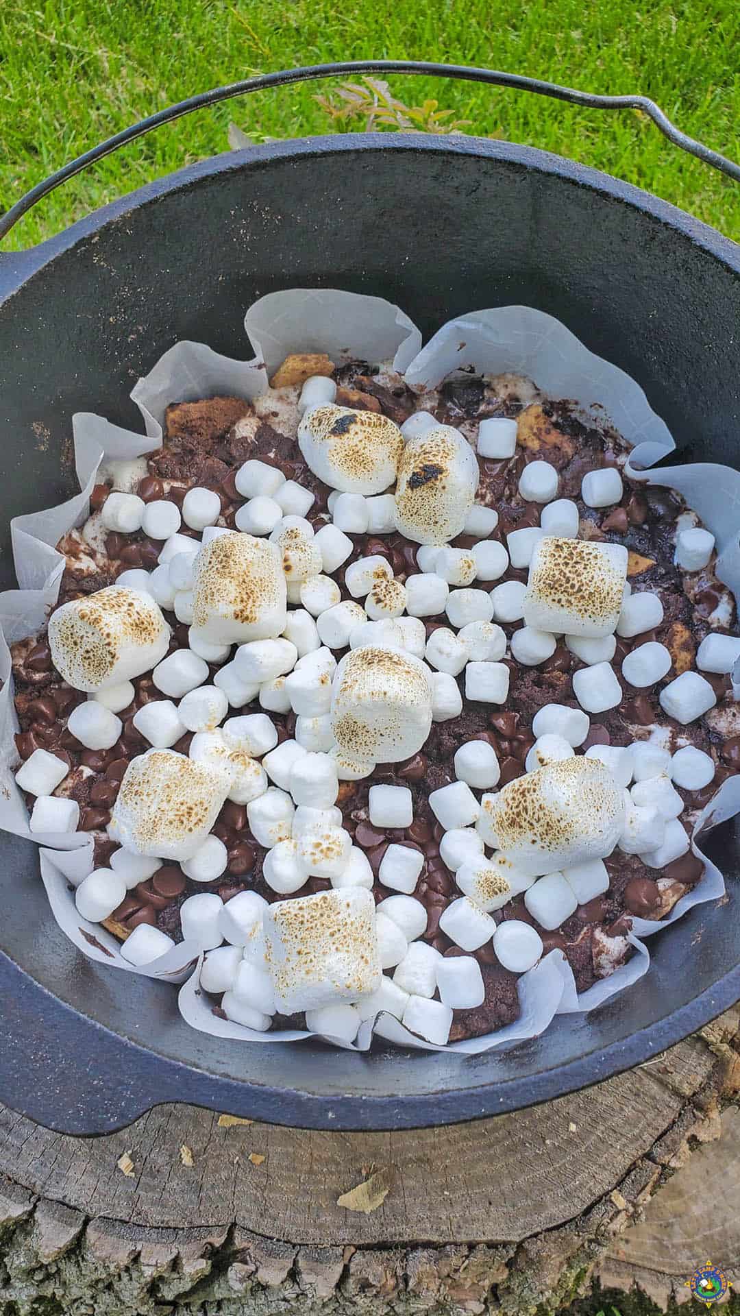 Dutch Oven S'more Dump Cake Camping Dessert Recipe