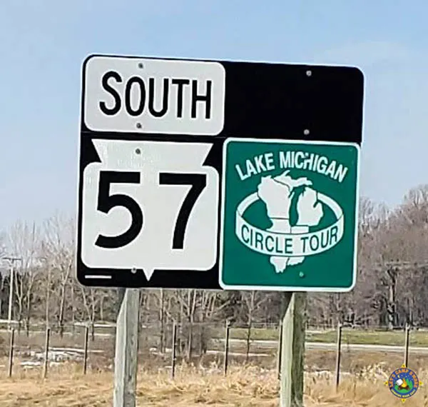 Lake Michigan Circle Tour Sign with Highway 57 South