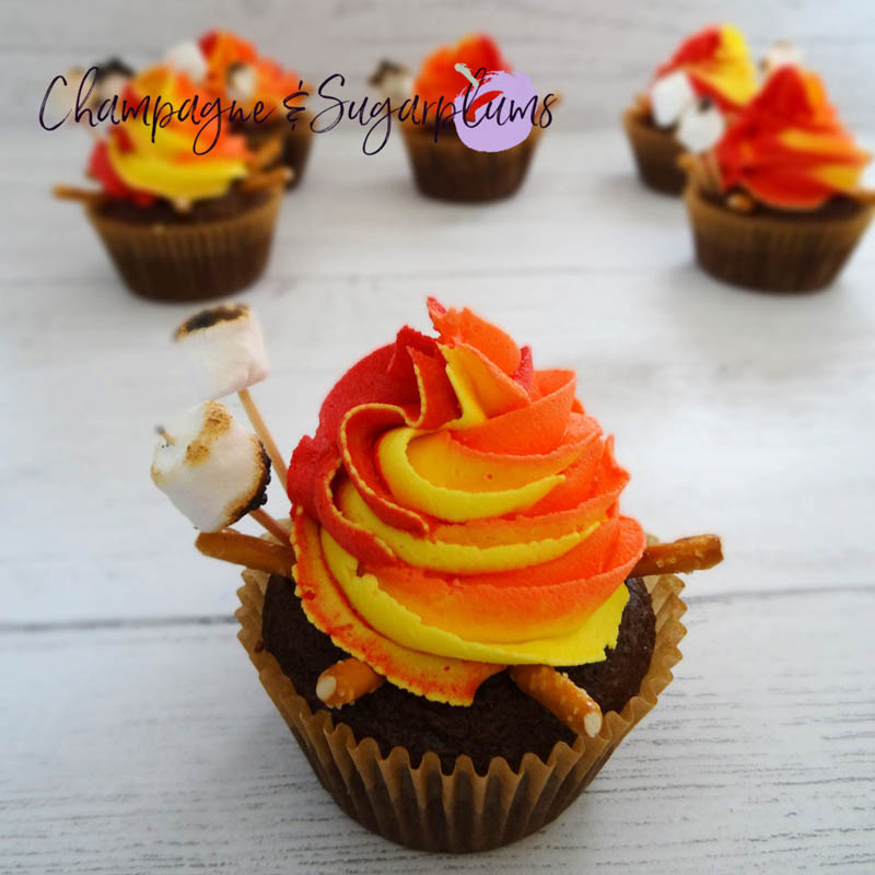 Campfire Cupcakes with marshmallows