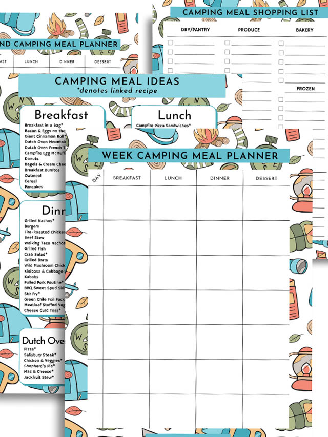 Camping Meal Planner Free Printable Let's Camp S'more