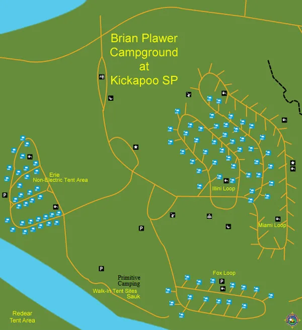 Kickapoo State Park Illinois Campground Map