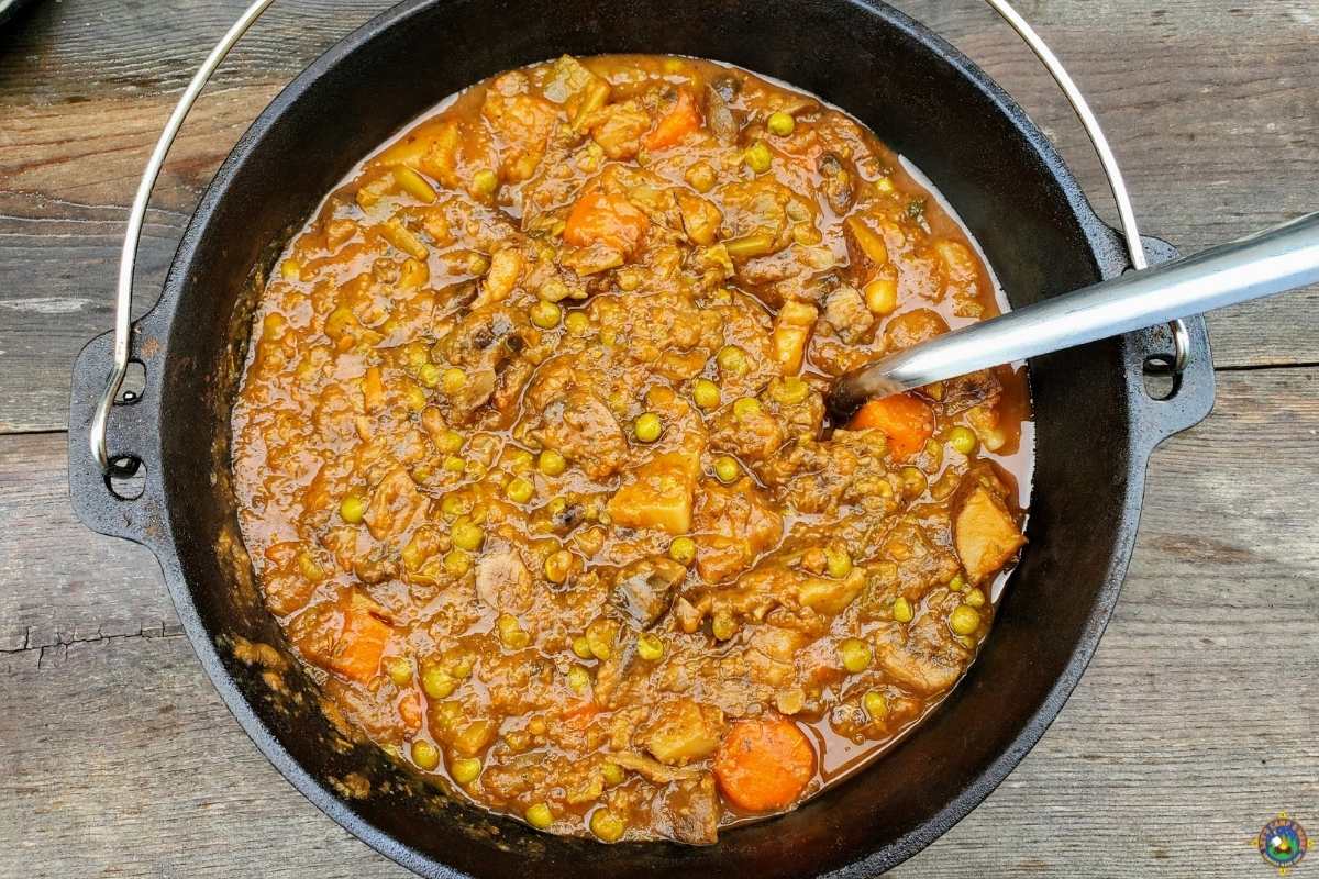 Beef Soup in a Cast Iron Pot
