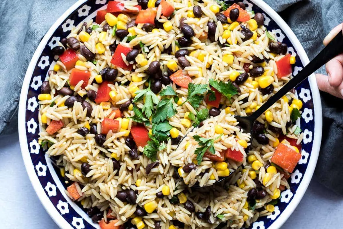 Orzo Pasta Salad in a bowl