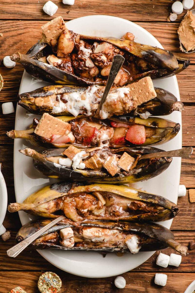 grilled s'more banana packets