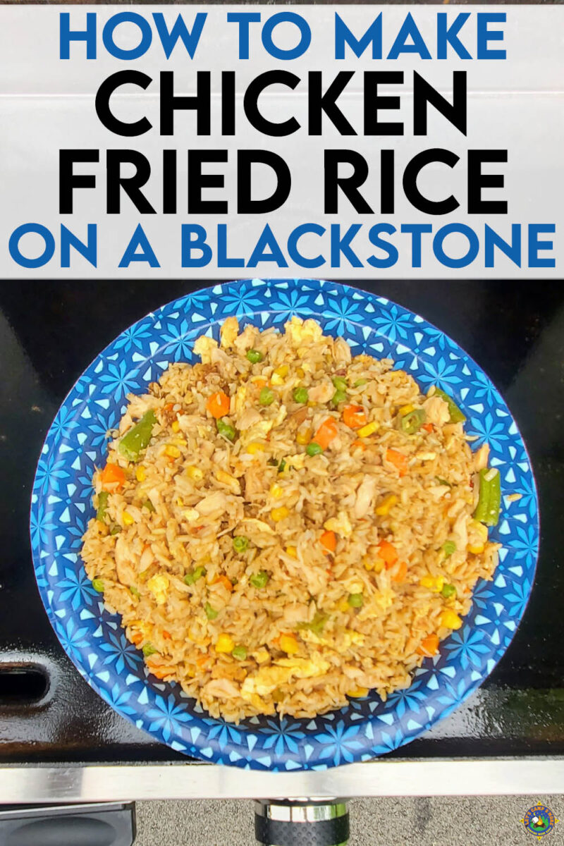 fried rice on a plate on top of a griddle