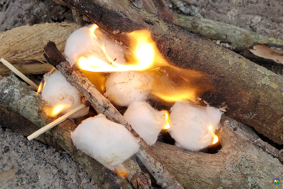 Campfire Made with Cotton Ball Fire Starters