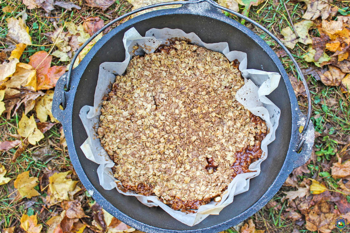 Camping Apple Crumble in a Dutch Oven