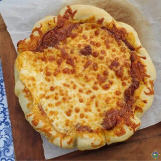 thick crust pizza made in a dutch oven