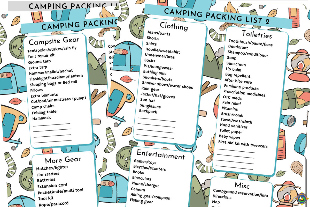 Free Printable Camping Packing Lists