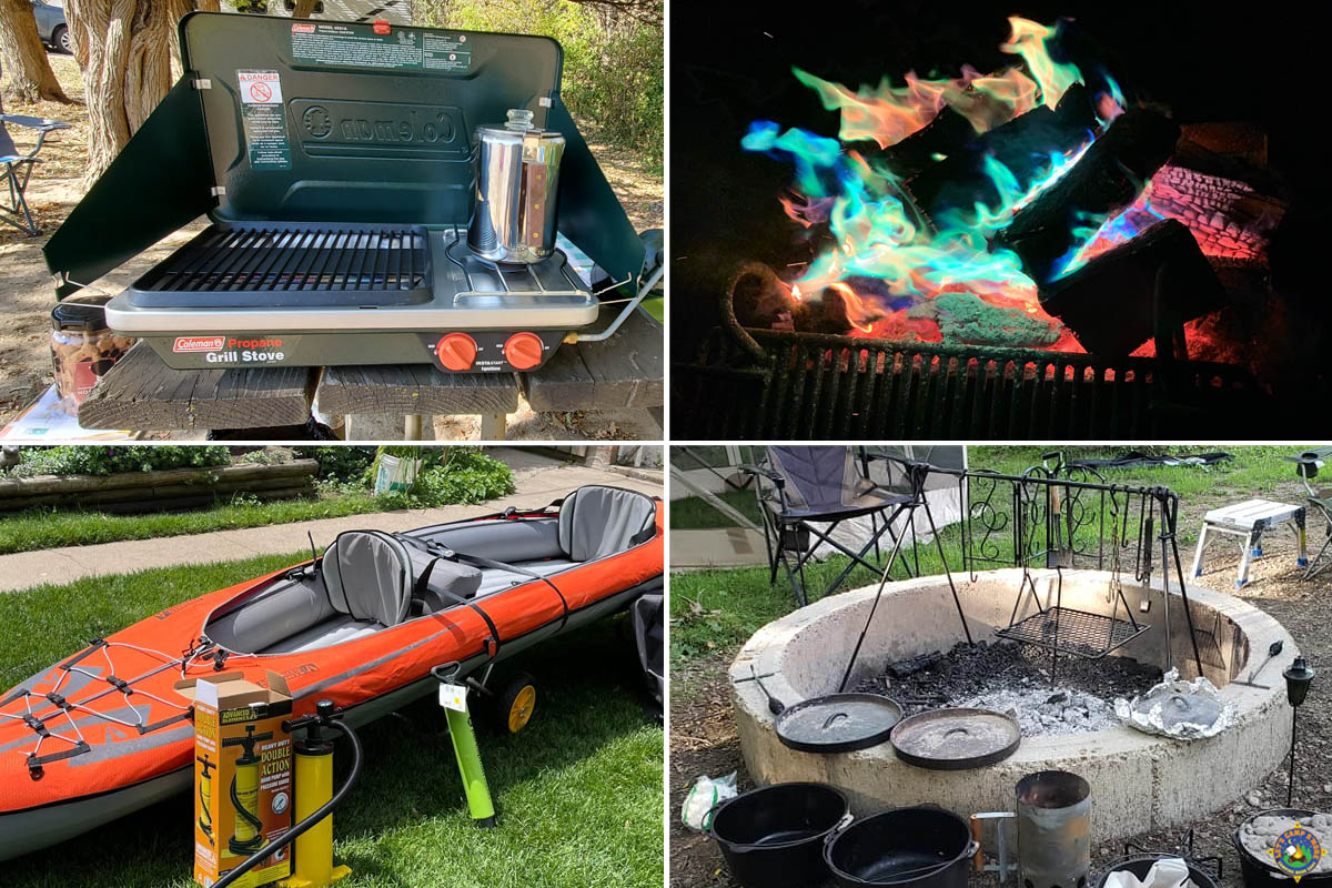 collage of camping gifts