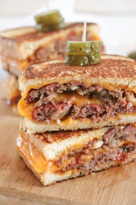grilled cheese sandwich with a burger in it