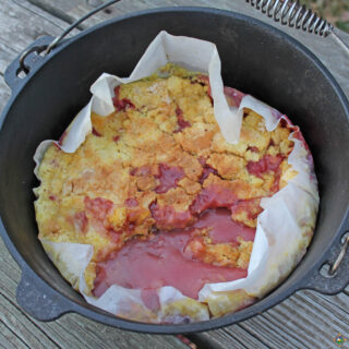 Dutch Oven with Strawberry Cake