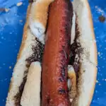 s'more hot dog on a plate