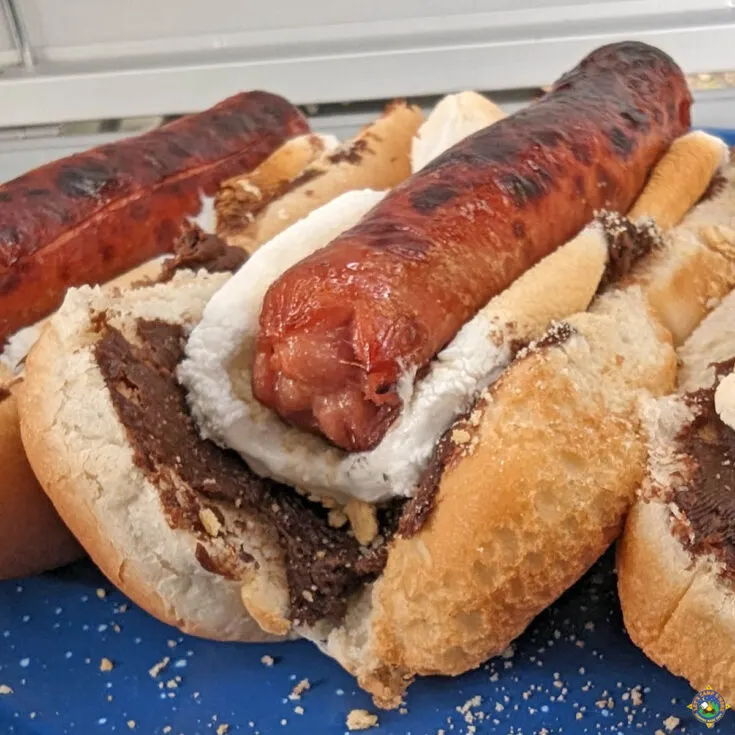 s'more hot dogs on a plate