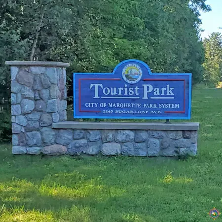 Marquette Tourist Park Entrance Sign