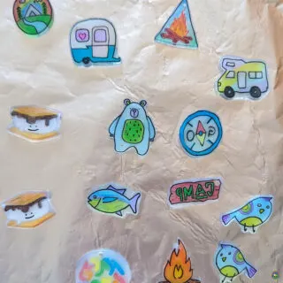 Baked camping Shrinky Dinks designs